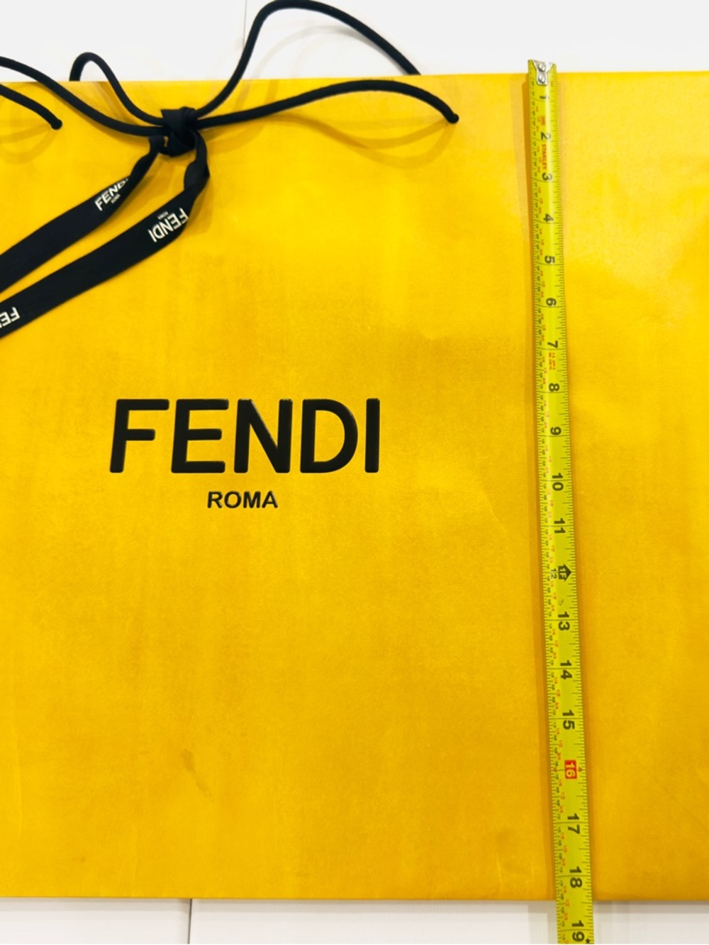 FENDI Roma Reusable Paper Shopping Gift Bag Yellow Size 22”x 18.5”x 6” Inches - Picture 7 of 9